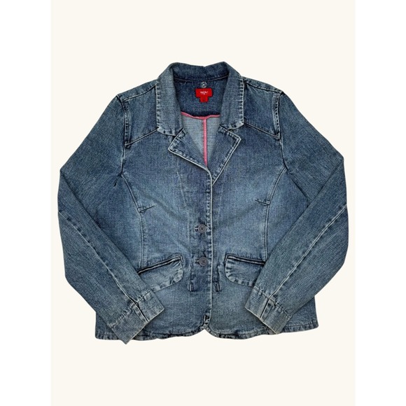 Mossimo Other - Mossimo Denim Blazer Jacket Womens XXL Blue Jean Two Button Stretch Cotton Blend